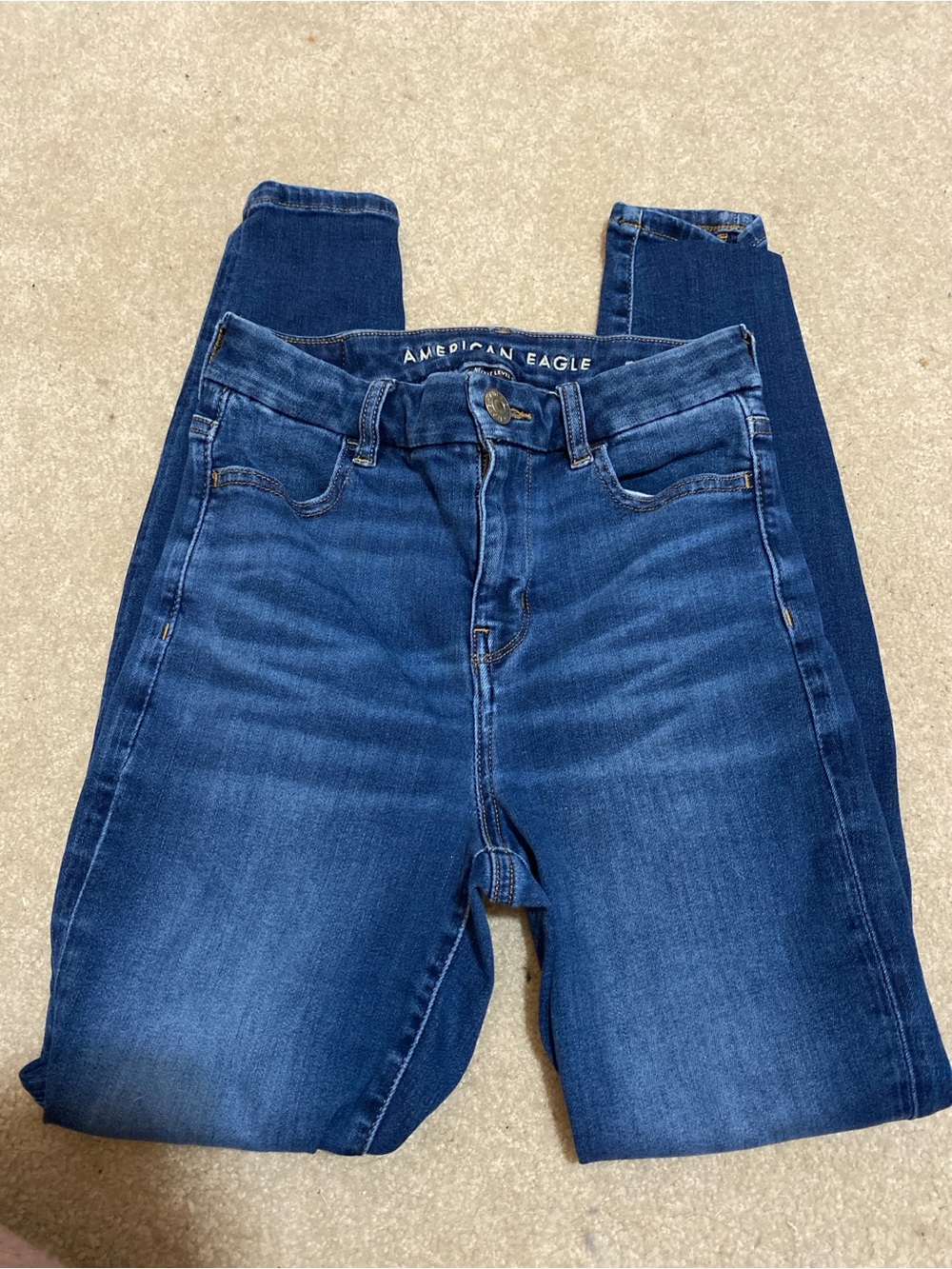 American Eagle Outfitters Navy Blue High-Rise Skinny Jeans